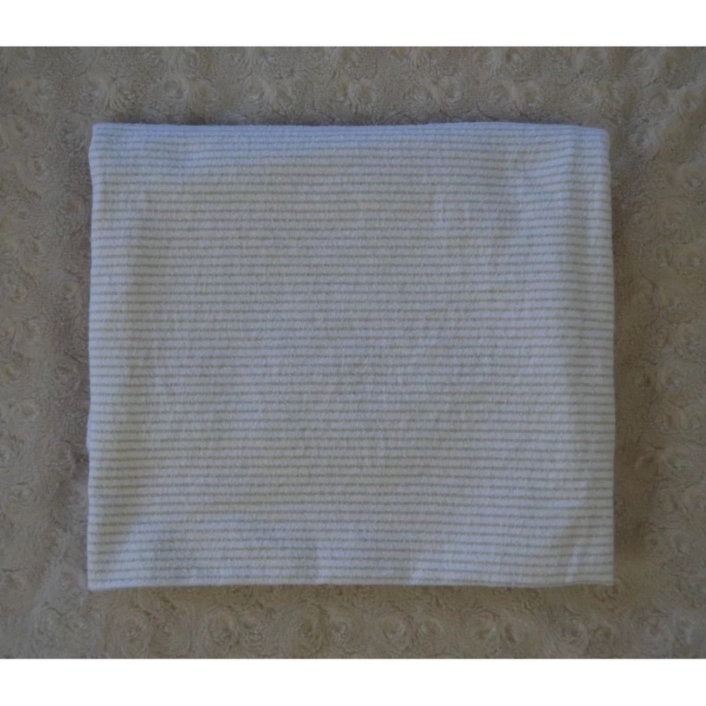 Carter's White Tan Stripe Baby Blanket Flannel Receiving Lovey 100% Cotton